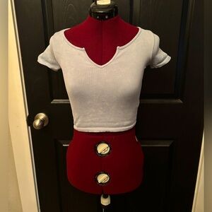 Lulu lemon style Aeropostale baby tee form fitting baby blue crop top